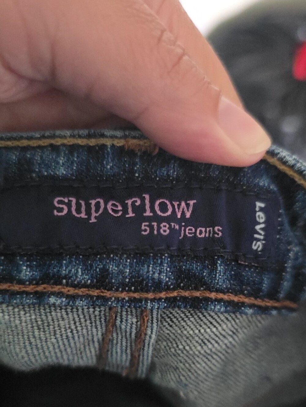 Levi's Superlow 518 Jeans in Dark Blue Denim with Pink Label - Picture 5 of 5
